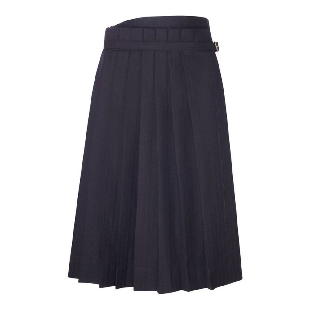 Dries Van Noten Women Navy Blue Pleated Midi Skirt